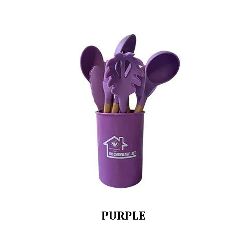 Set Ustensiles Silicone 12 pièces Cuisine | Résistants à la chaleur spatule en silicone