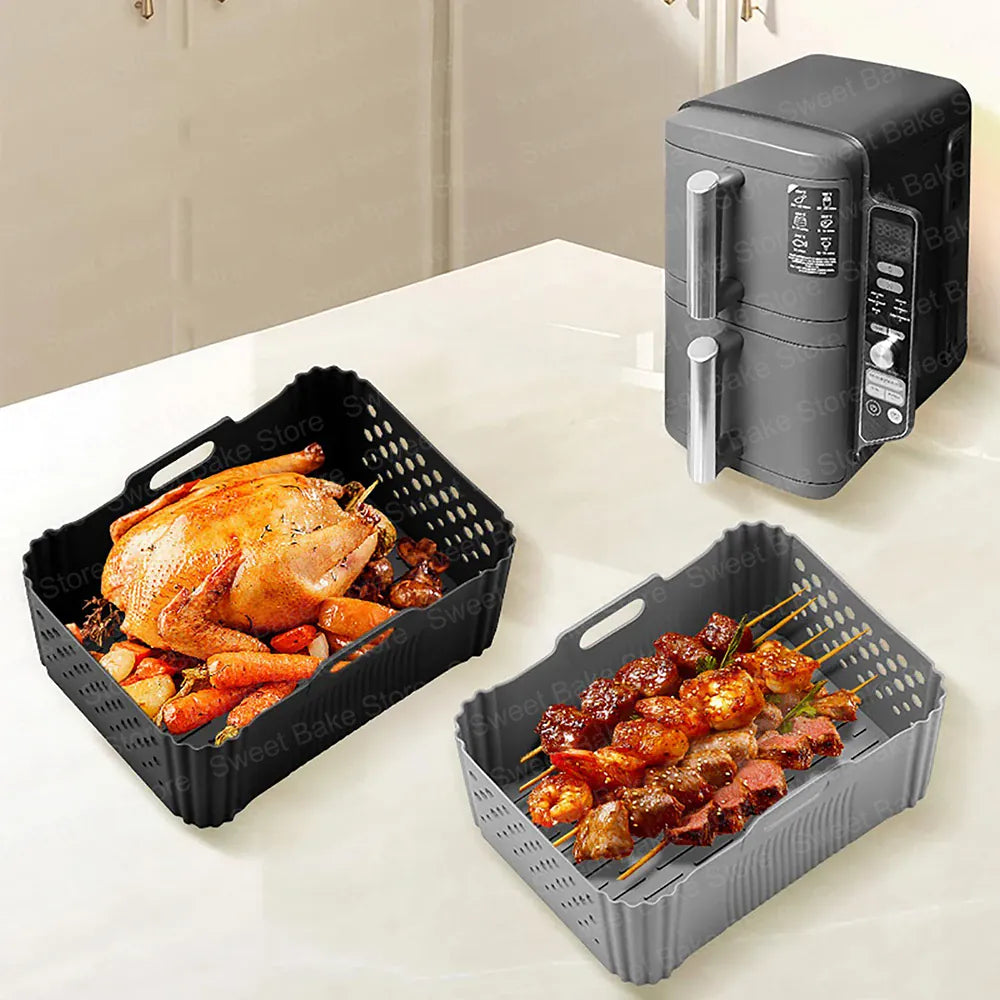 Moules Silicone Air Fryer Réutilisables Lot de 2 Antiadhésifs Air Fryer