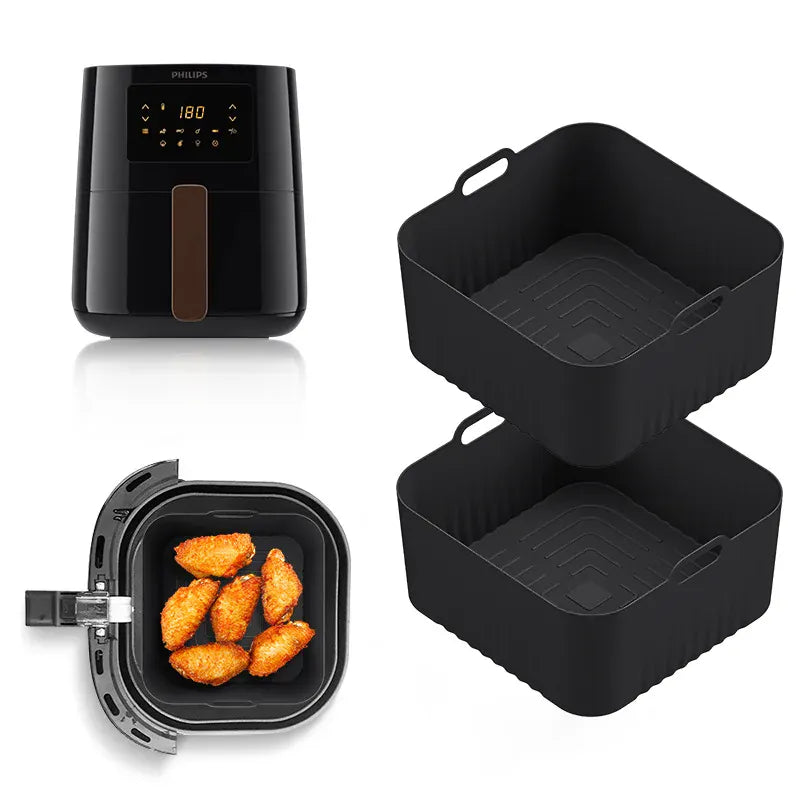 Moule Silicone Air Fryer Réutilisable Rond 17 cm - Lot de 2 Air Fryer