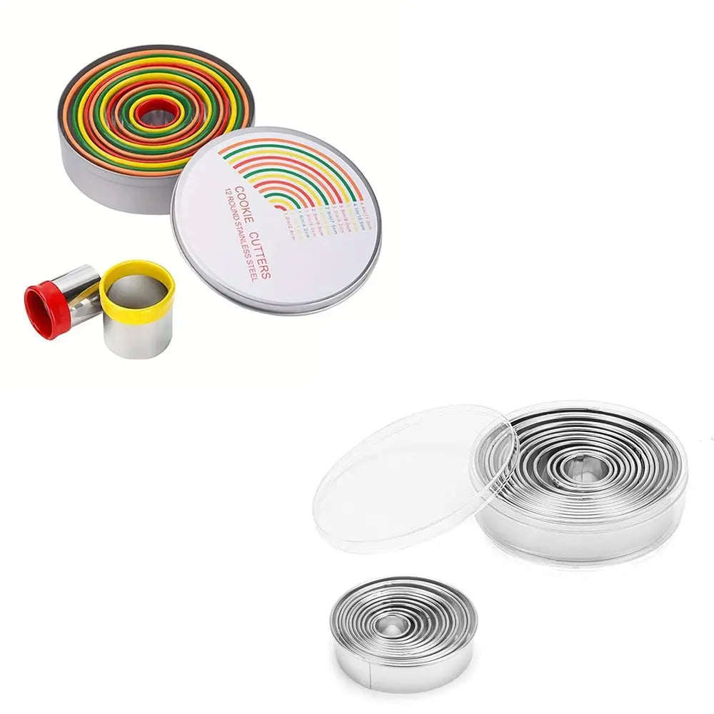 Emporte-pièces ronds en inox colorés - Set de 12 pour biscuits emportepieces