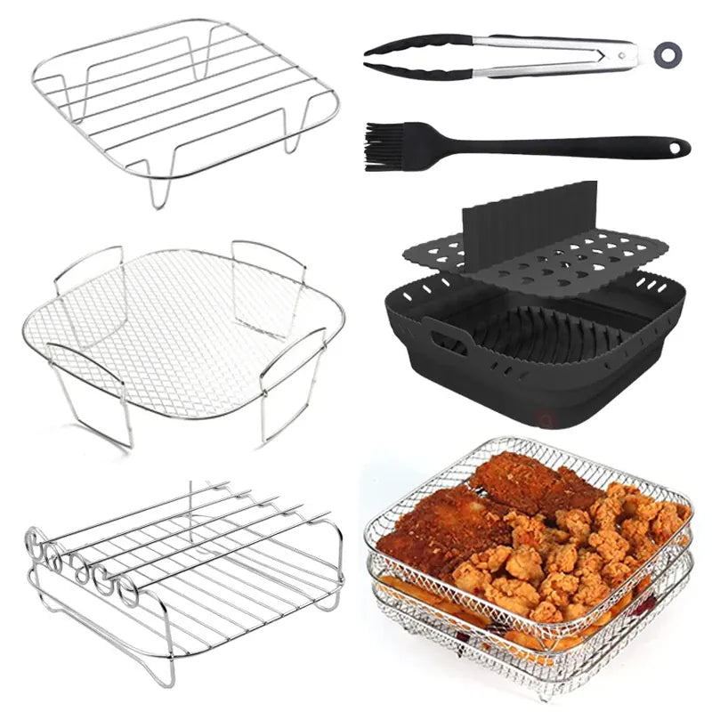 Grille Inox Air Fryer Rectangulaire - Lot de 3 Pièces Air Fryer