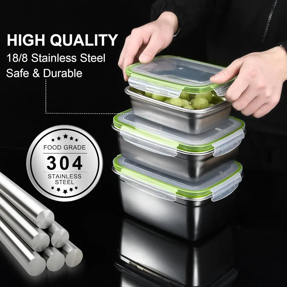 Boîtes Hermétiques en Inox - 400 à 1200ml - Lots de 1 à 3 Boîtes Hermétiques