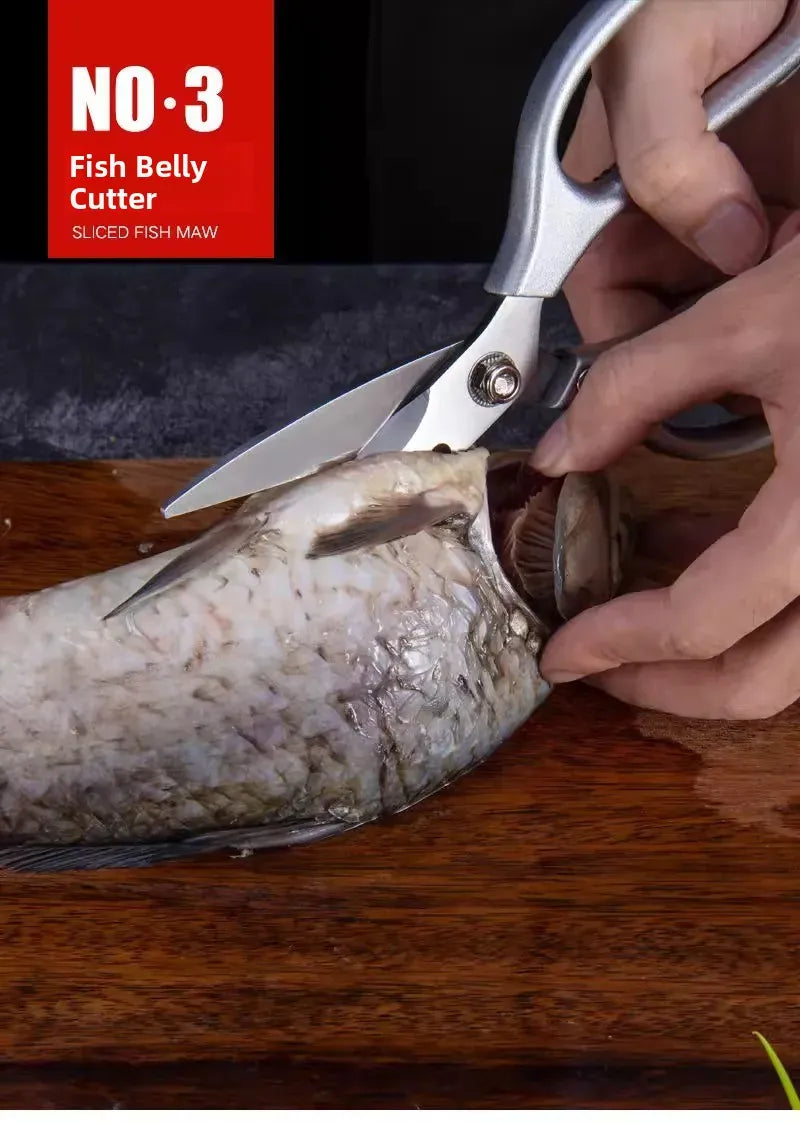 Ciseaux de cuisine inox multifonctionnels pour viande et os ciseaux