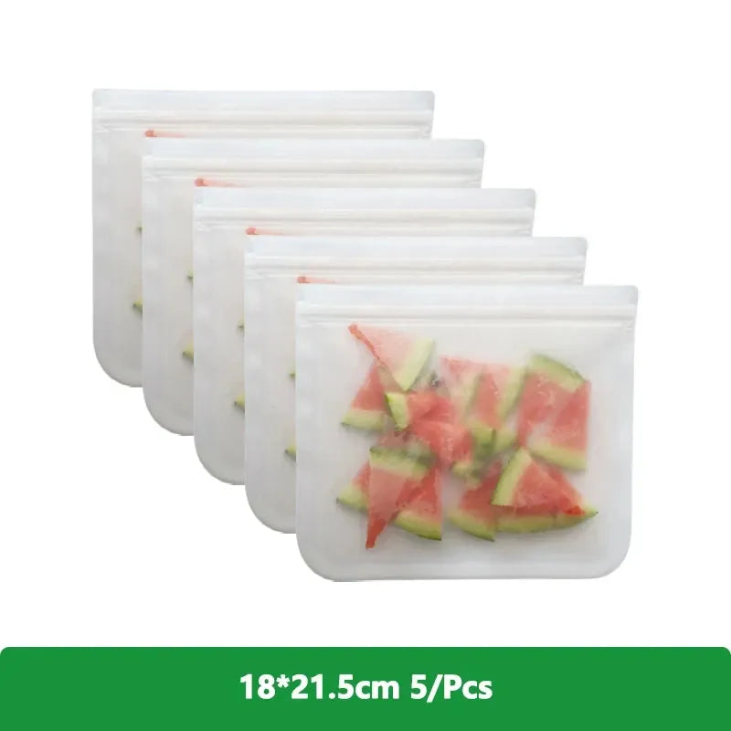 1/5/10 Pcs Reusable Ziplock Silicone Bags Dishwasher Safe Freezer Bag Lunch Bag Sandwich Bags BPA Free for Food Storage Home
