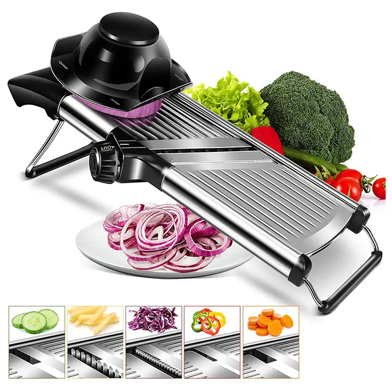 Mandoline Professionnelle Acier Inoxydable 304 — Lames Multiples et Réglables Mandoline