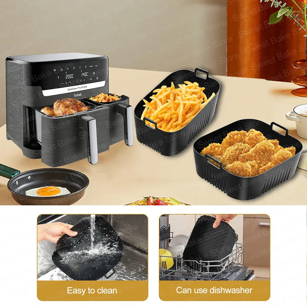 Moule Silicone Réutilisable Air Fryer Lot de 2 Carrés 25x25 cm Air Fryer