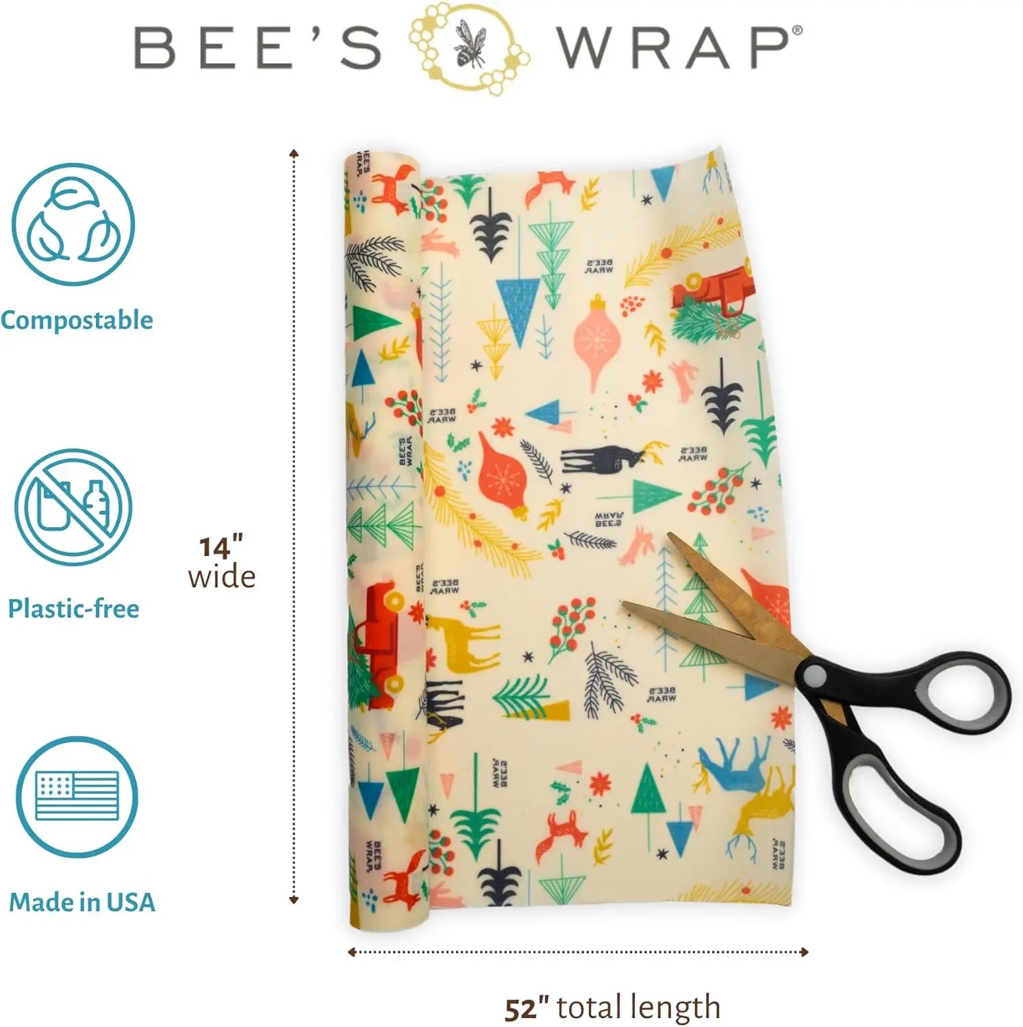 Film Alimentaire Réutilisable en Cire d'Abeille - Rouleau 52"x14" far