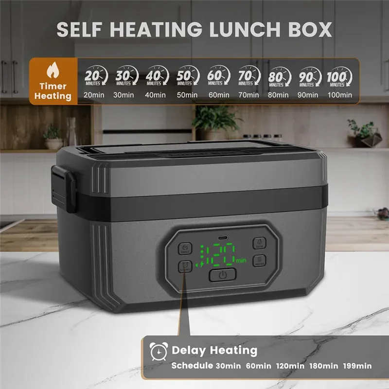 Lunch Box Chauffante Sans Fil 1,2 L — Batterie 21 000 mAh, Inox 304, Maintien au Chaud 7 h lunchboxchauf
