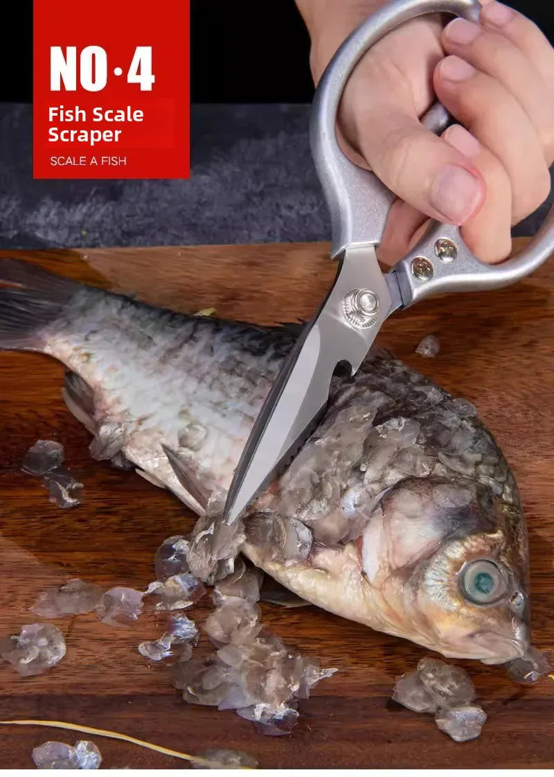 Ciseaux de cuisine inox multifonctionnels pour viande et os ciseaux