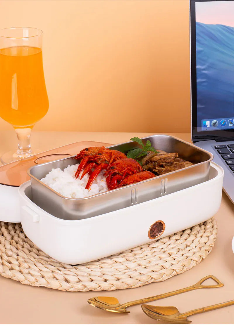 Lunch Box Chauffante Électrique 800 ml — Cuve Inox, 70 °C, USB et Secteur 220 V lunchboxchauf