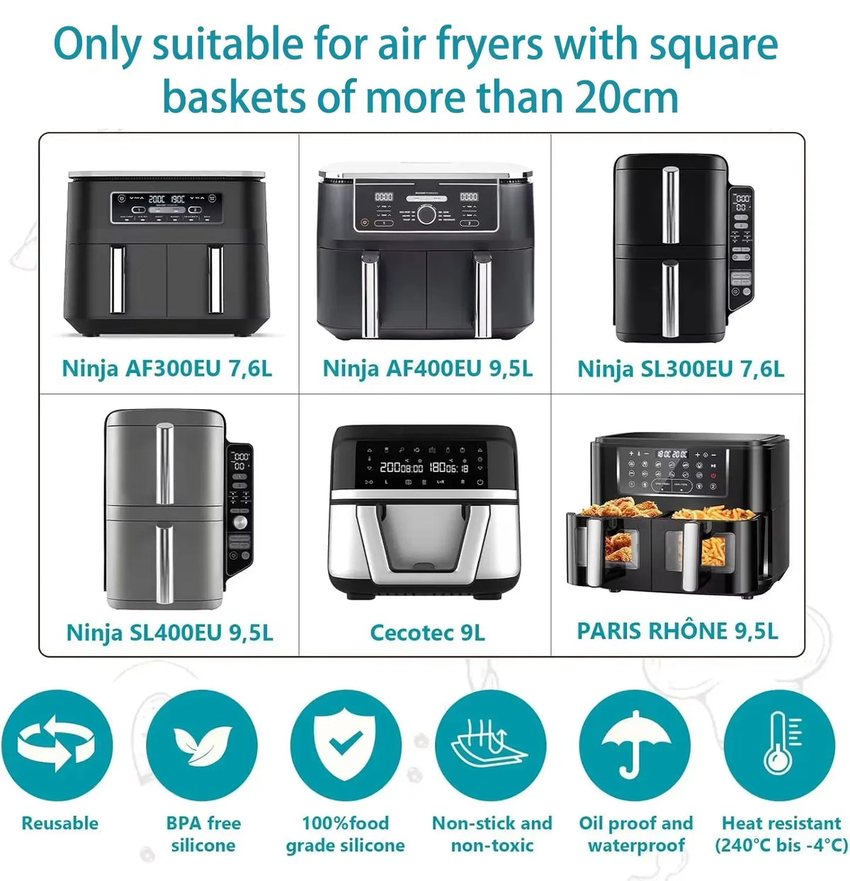 Kit Accessoires Friteuse Sans Huile - 10 Pièces Réutilisables Air Fryer