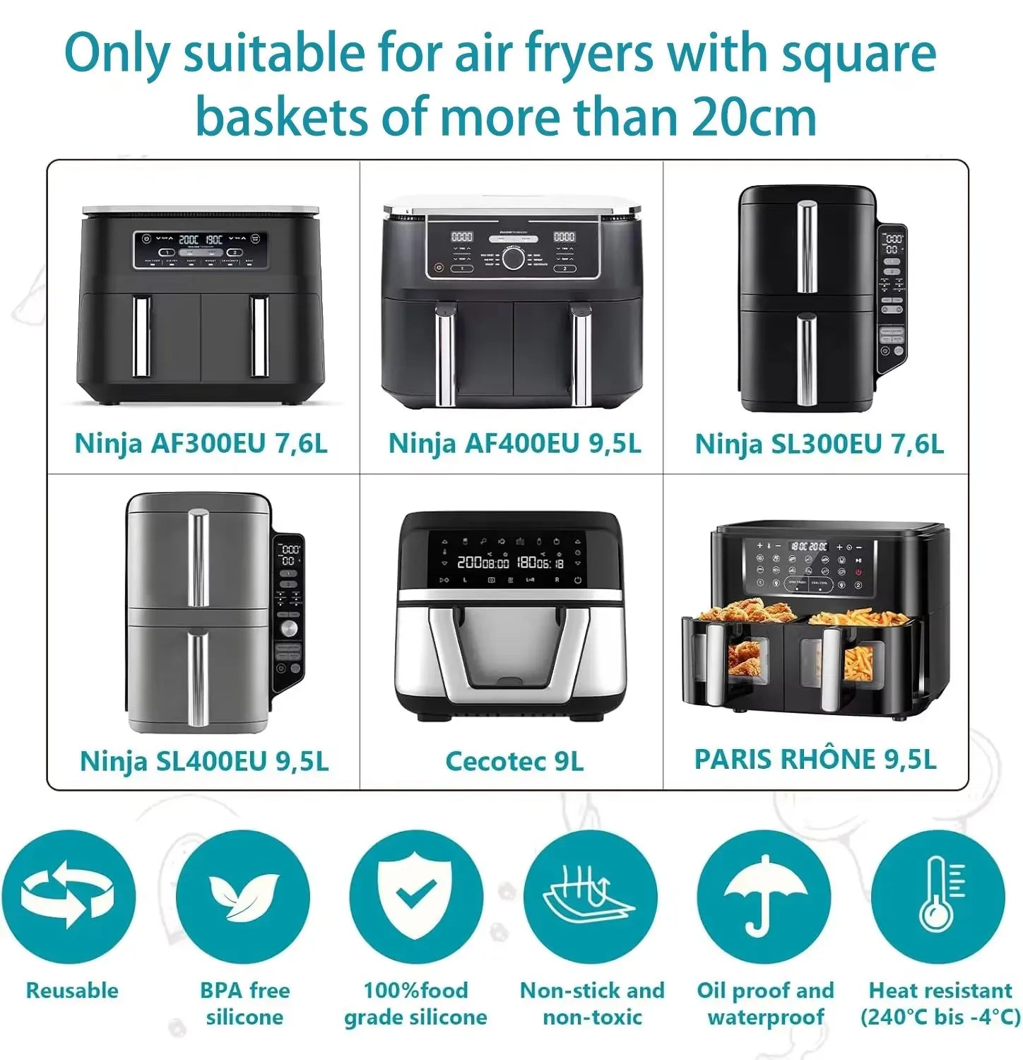 Kit Accessoires Friteuse Sans Huile - 10 Pièces Réutilisables Air Fryer