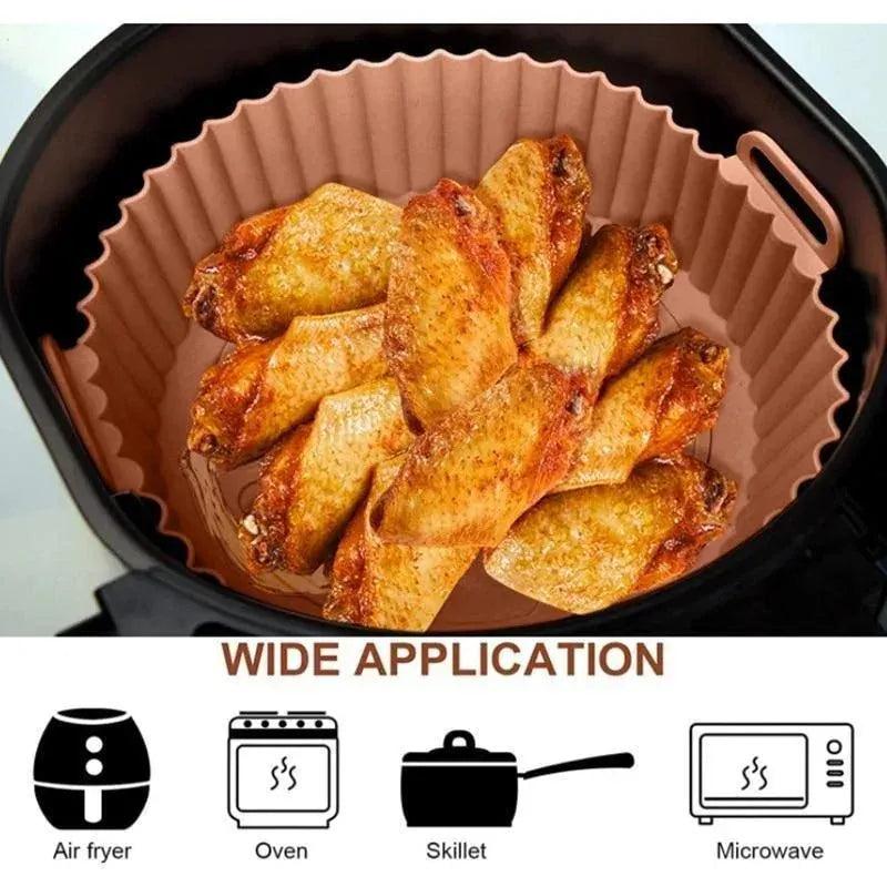 Moule Silicone Réutilisable Air Fryer Rond - Lot de 2 Pièces Air Fryer