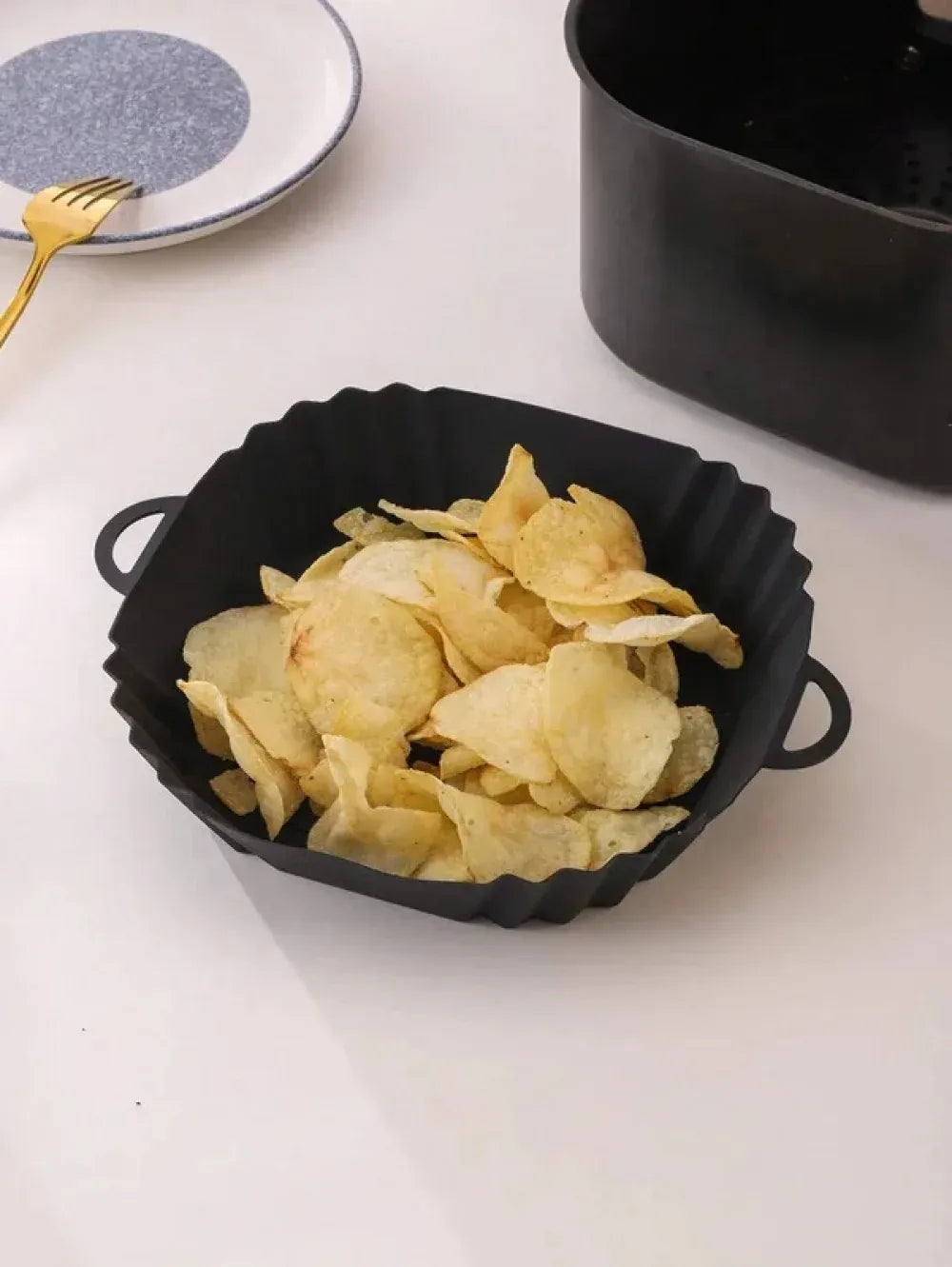 Moule Silicone Air Fryer Réutilisable Carré avec Poignées - 2 pièces Air Fryer