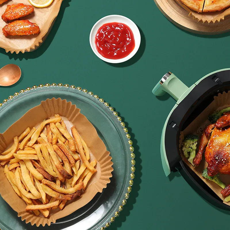 Papier Cuisson Air Fryer Jetable Antiadhésif Carré Lot de 50 Pièces Air Fryer