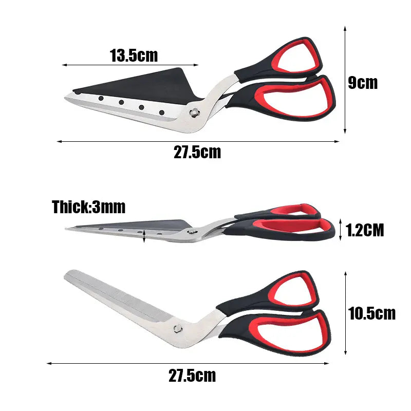Ciseaux à pizza en inox avec spatule détachable | Coupe facile ciseaux