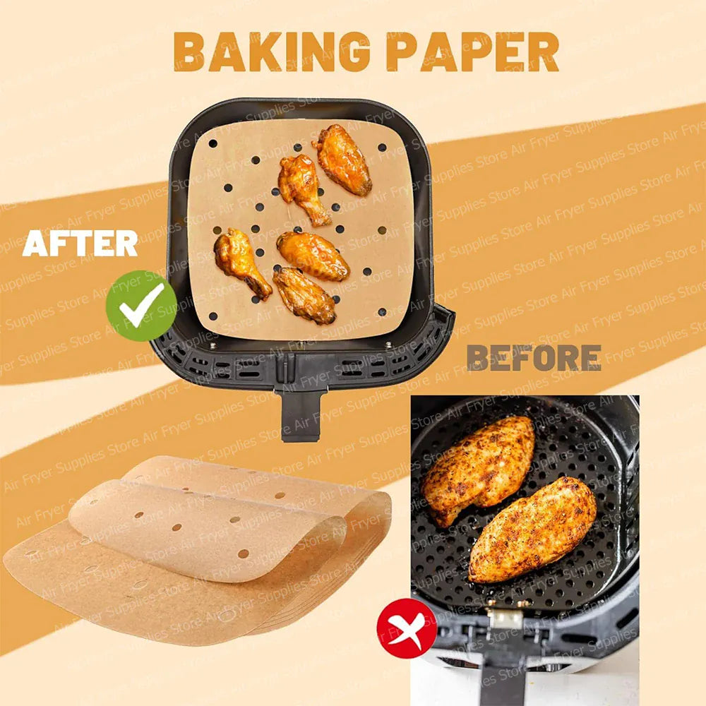 Papier Cuisson Air Fryer Jetable Antiadhésif Lot de 50 - 20 cm Air Fryer