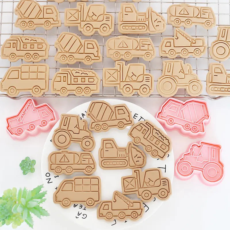 Emporte-pièces de pâtisserie - Set de 8 camions en plastique 3D emportepieces