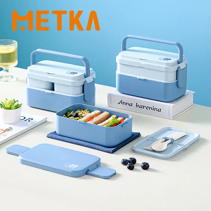 Bento 2 Étages Bambou 760ml + 1200ml | Micro-ondable et Compartimenté Bento