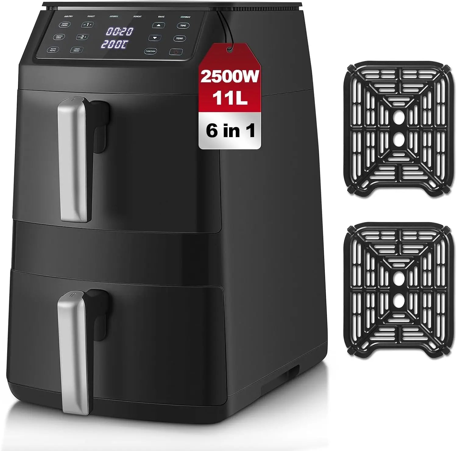 Friteuse Sans Huile Double Panier 11L 2500W 6 en 1 Écran Tactile airfryers