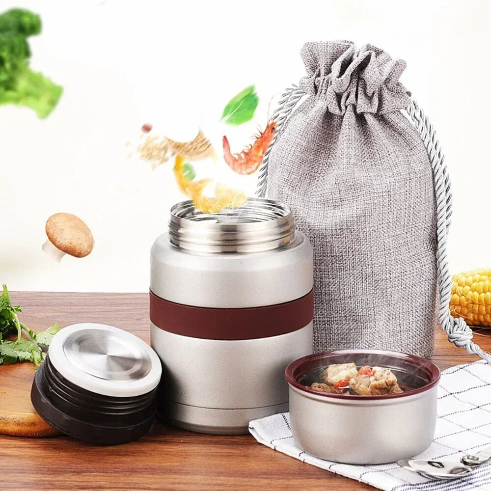 Thermos Alimentaire Isotherme 350ML500ML Inox avec Conteneurs lunchbox
