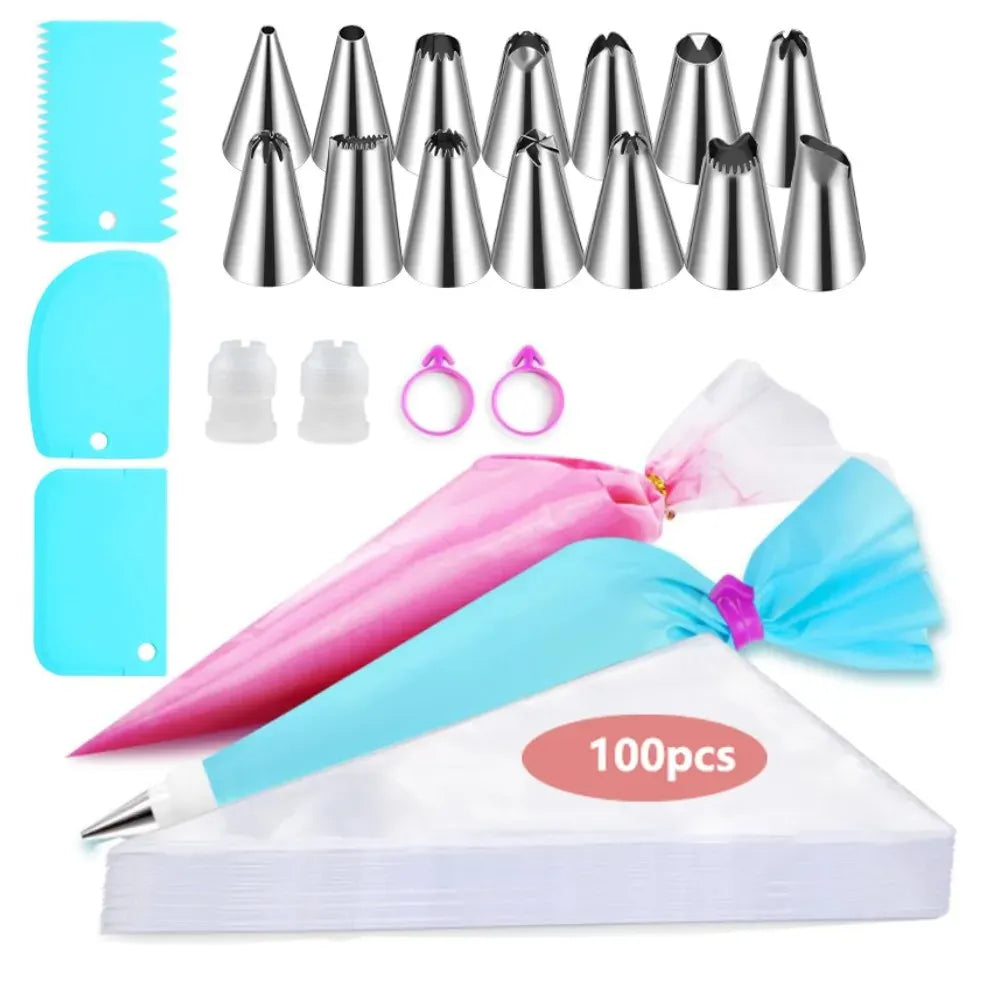 Poches à douille en silicone 100 pcs avec embouts en acier inoxydable douillepoche