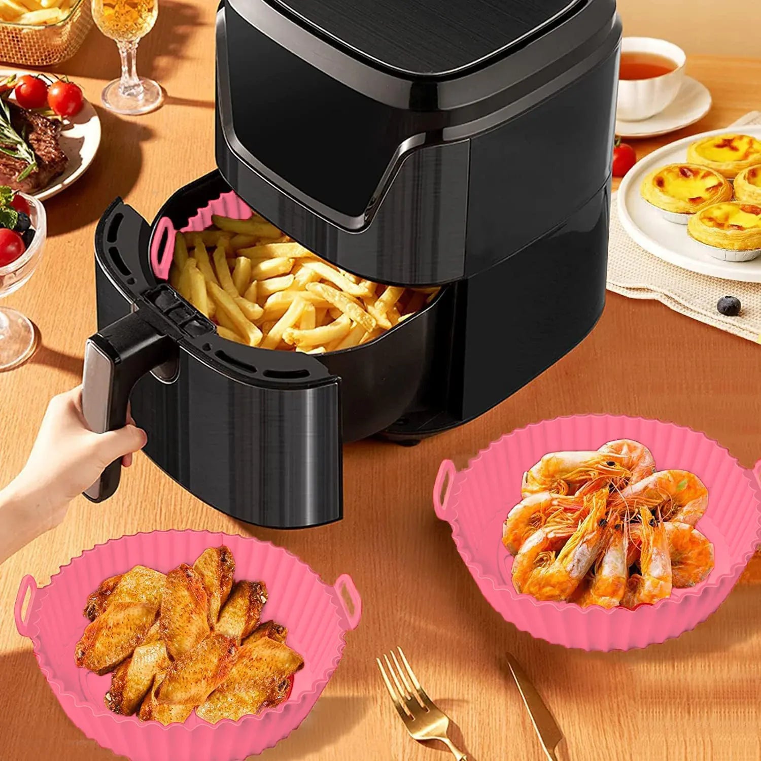 Kit Accessoires Silicones Air Fryer - Lot de 6 Pièces Réutilisables Air Fryer