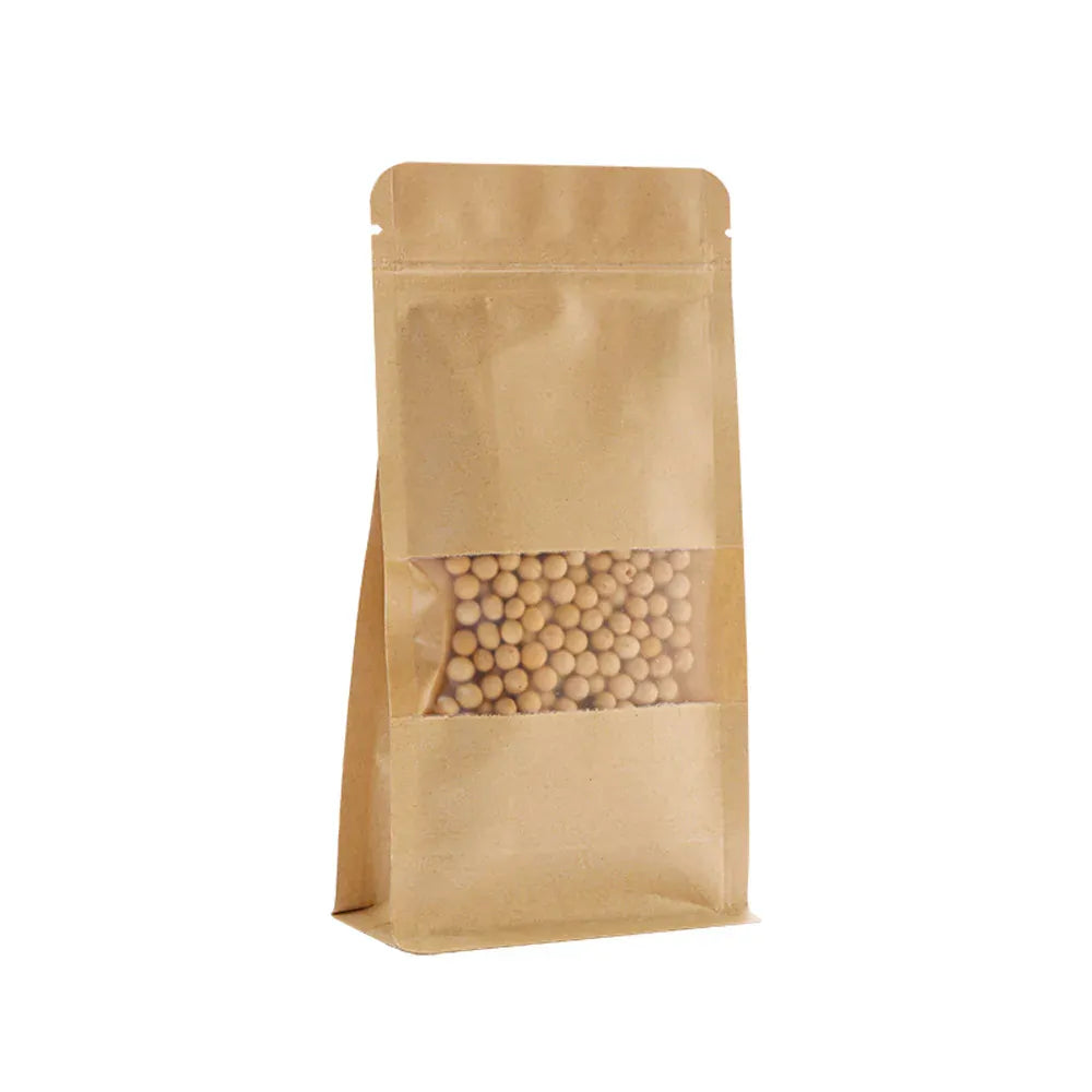 Sachets Kraft Transparent Fermeture Zip - Lot de 100 pièces