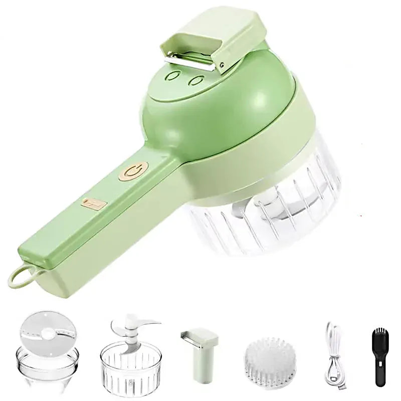 Mini Hachoir Électrique Sans Fil 4-en-1 — Ail, Légumes, Viande — Rechargeable USB mini hachoir