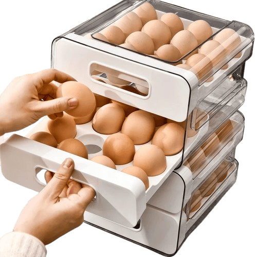 Organiseur de Rangement Frigo pour 32 Œufs | Double Couche