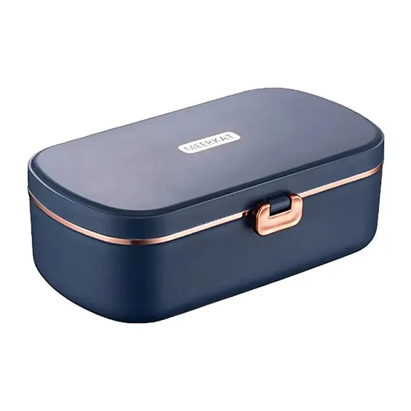 Lunch Box Chauffante Inox 304 Sans Eau 900 ml Bleue — Chauffage Sec 36 W lunchboxchauf