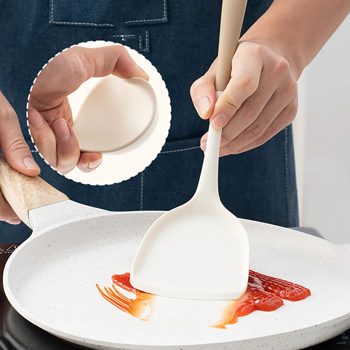 Set Ustensiles Silicone 4 Pieces | Outils de Cuisine Antidérapants spatule en silicone