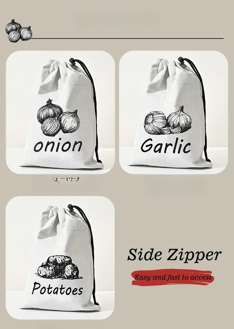 Sacs Conservation Légumes 30x40cm - Lot de 3 avec Cordon de Serrage