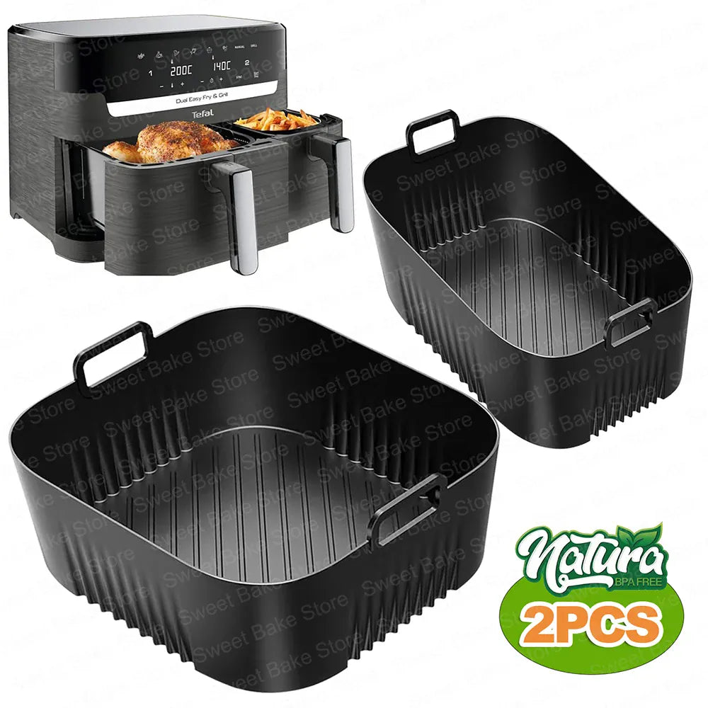 Moule Silicone Réutilisable Air Fryer Lot de 2 Carrés 25x25 cm Air Fryer