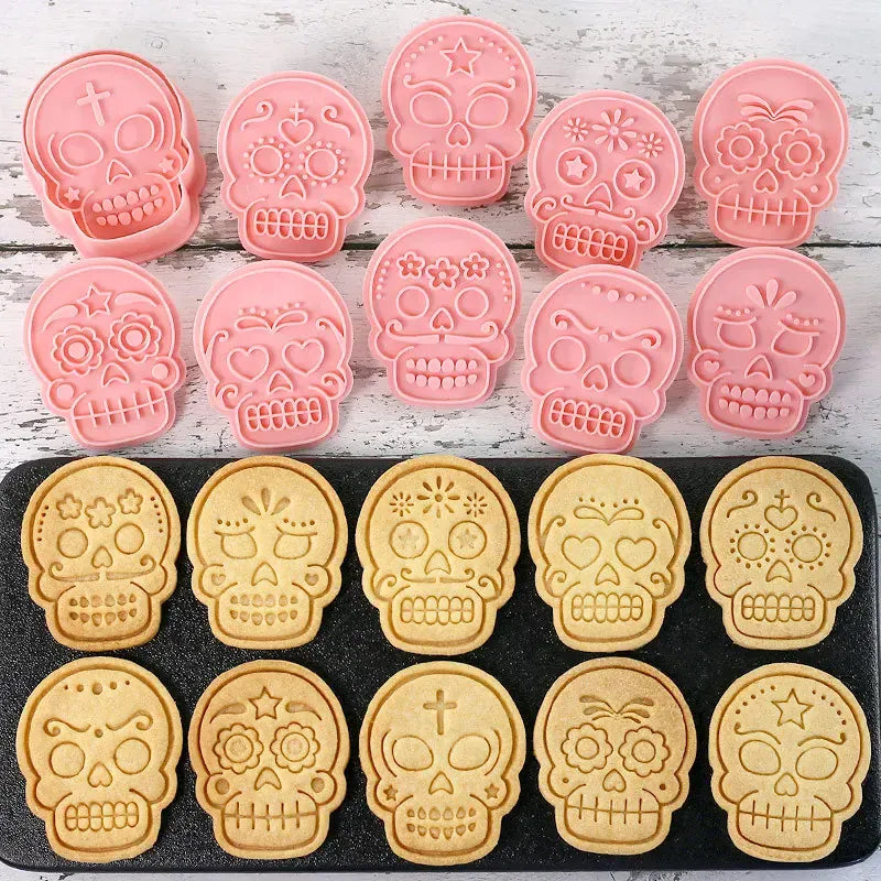 Emporte-pièces en Silicone 10 pièces - Motifs de Crânes Halloween emportepieces