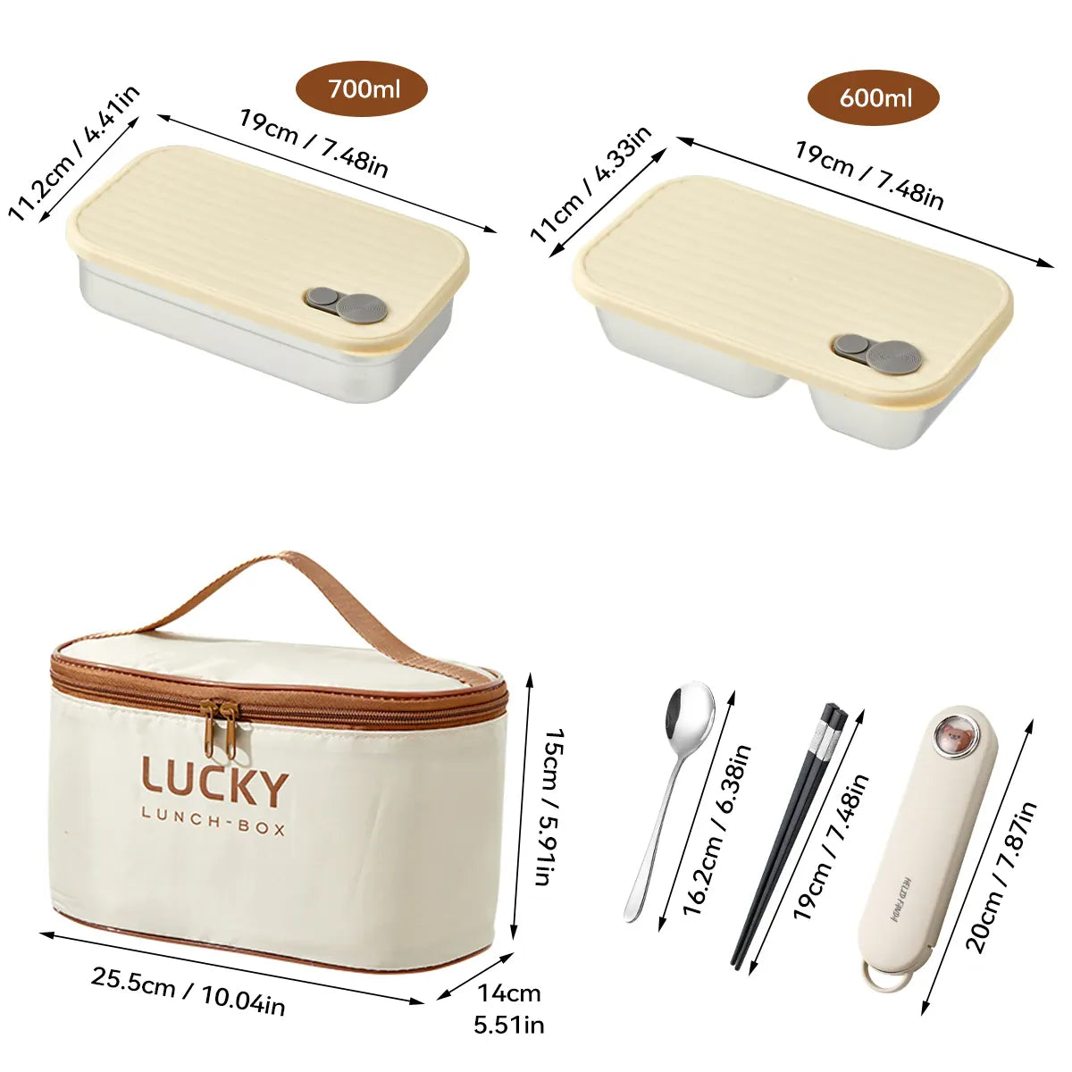 Ensemble Lunch Box Lucky - 700ml Étanche Anti-Fuite Bento