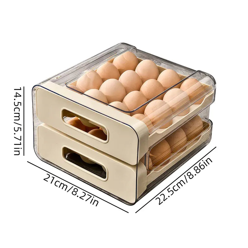 Organiseur de Rangement Frigo pour 32 Œufs | Double Couche