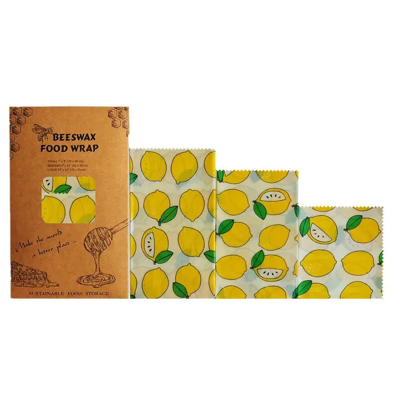 Film Alimentaire Réutilisable Cire d'Abeille Lot de 3 Pièces far