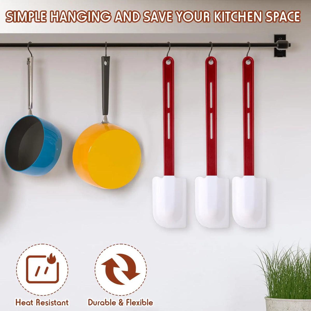 Set Spatules Silicone 3 pièces Résistantes à la Chaleur pour Baking spatule en silicone