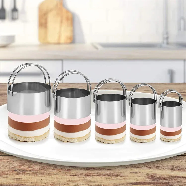 Emporte-pièces à biscuits en acier inoxydable - Set de 5 cercles avec poignée emportepieces