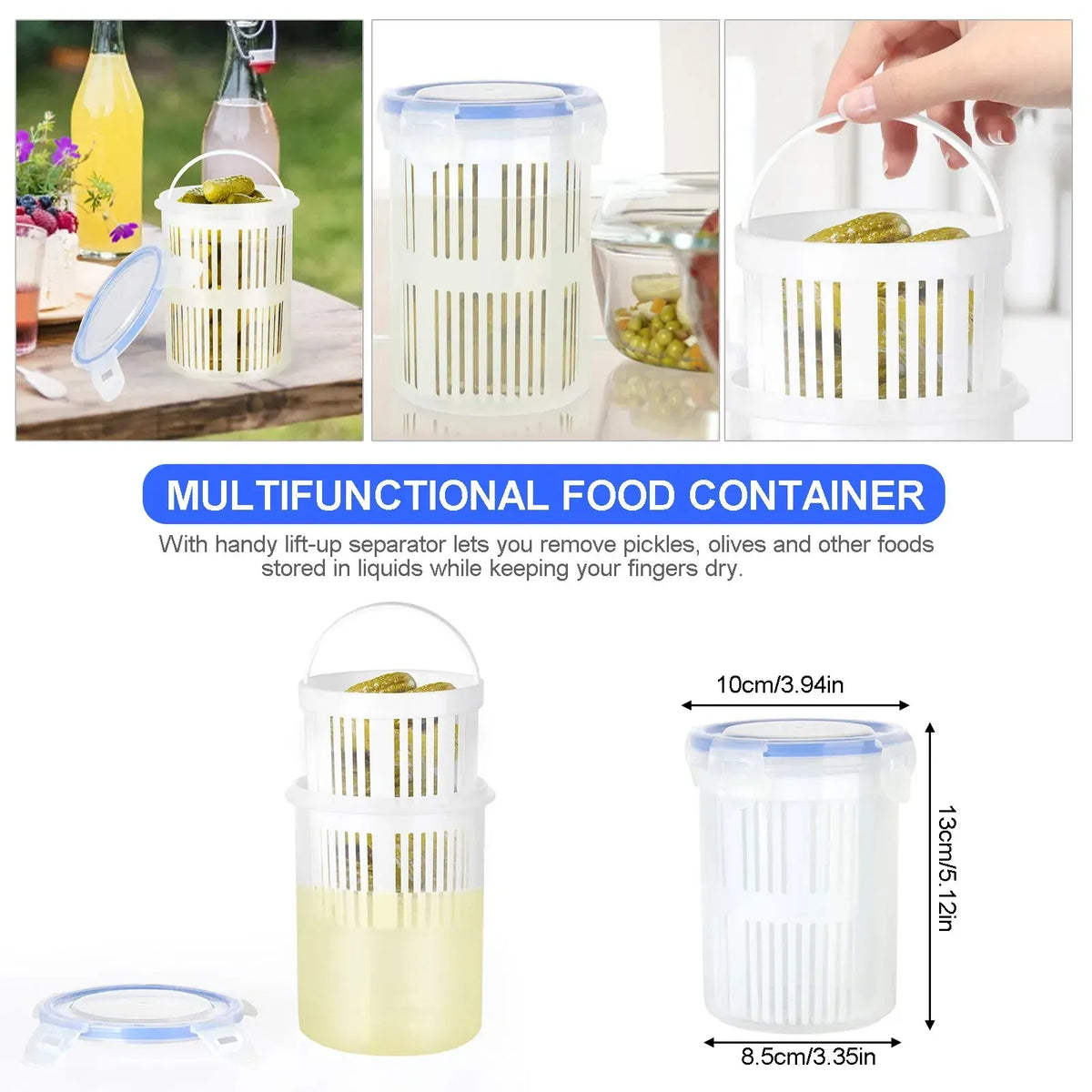 Bocal de Conservation avec Filtre pour Cornichons | 1,5 L Hermétique