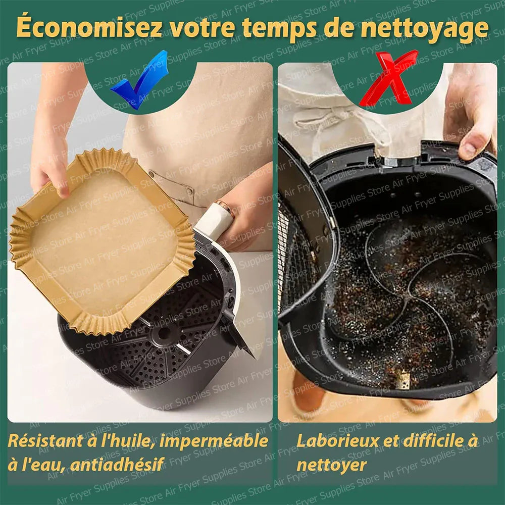 Papier Cuisson Air Fryer Jetable Carré 20cm - Lot de 200 Pièces Air Fryer