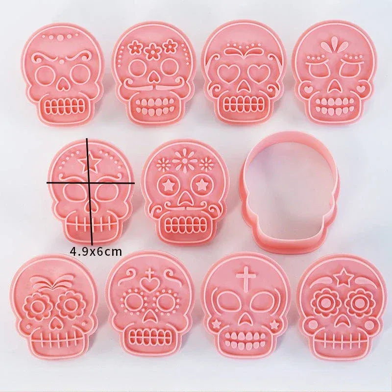 Emporte-pièces en Silicone 10 pièces - Motifs de Crânes Halloween emportepieces
