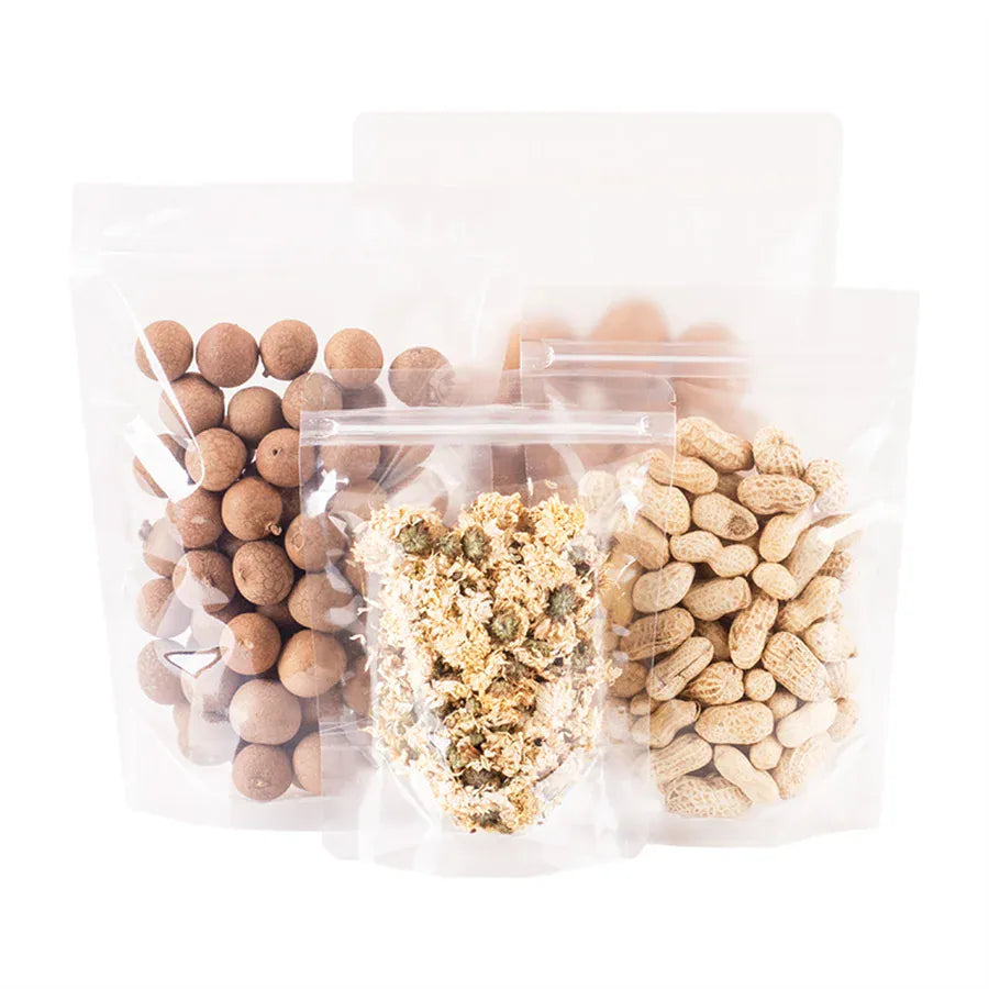 Sachets Zip Alimentaires Transparent 100 pièces Réutilisables