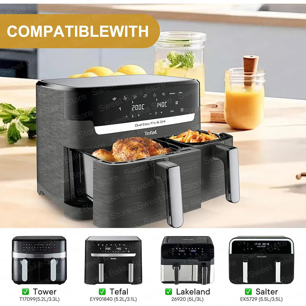 Moule Silicone Réutilisable Air Fryer Lot de 2 Carrés 25x25 cm Air Fryer