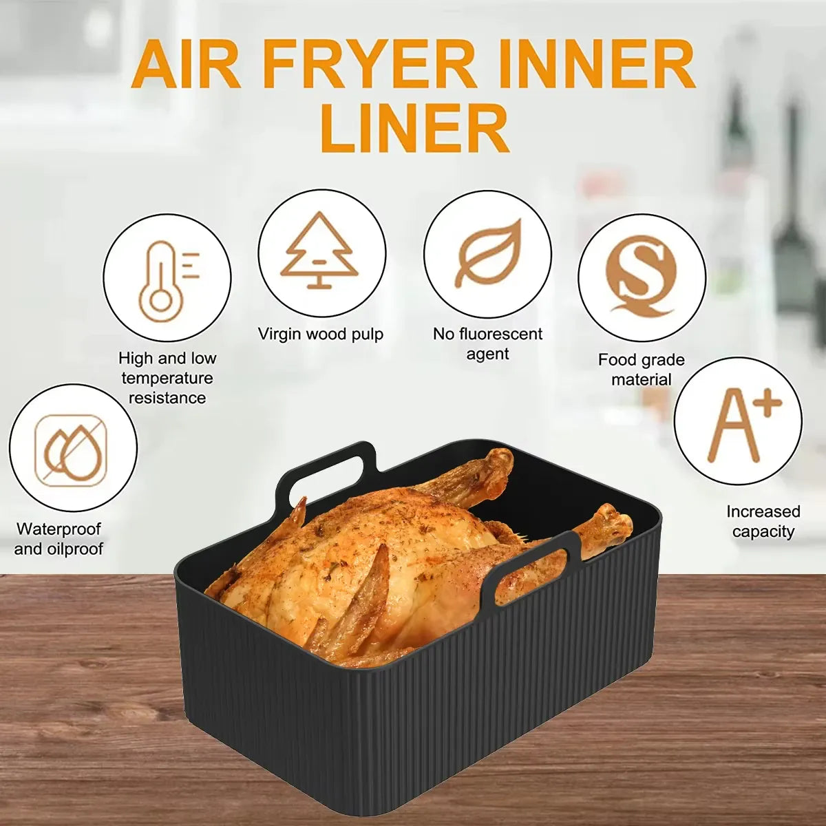 Moule Silicone Air Fryer Rectangulaire Réutilisable - Lot de 2 Pièces Air Fryer
