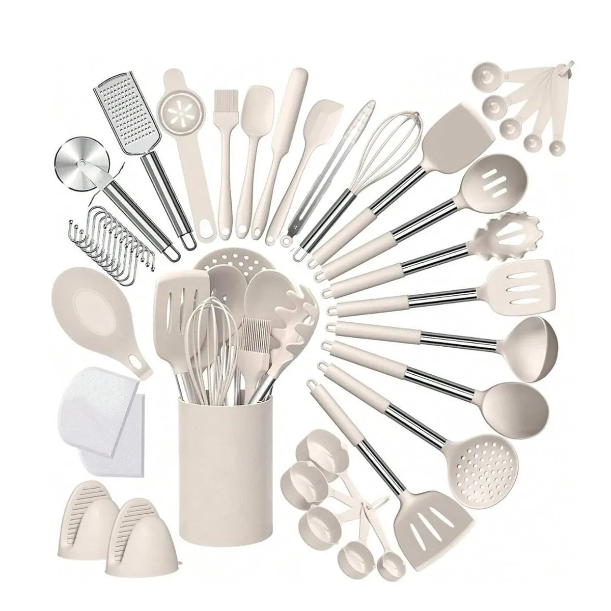 Set Ustensiles Silicone 43 pièces Résistants à la Chaleur inox spatule en silicone