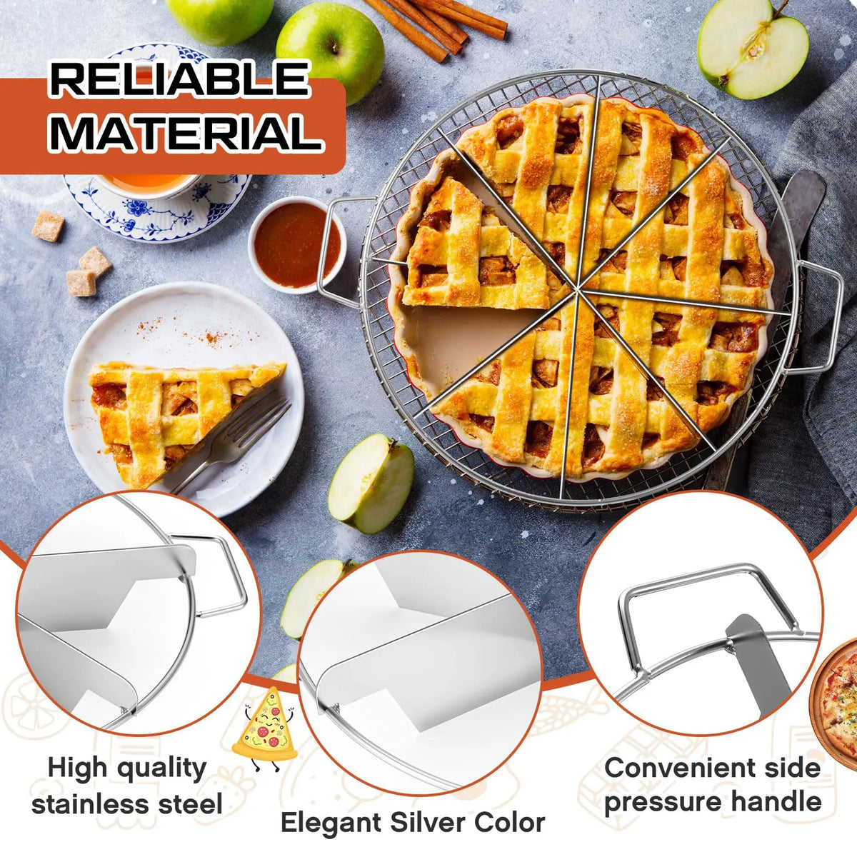 Coupe-gâteau en acier inoxydable - Marqueur de portions pour 10 parts