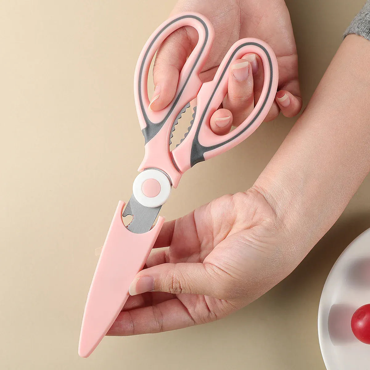 Ciseaux de cuisine en inox multifonctions avec protection | Coupe viandes et légumes ciseaux