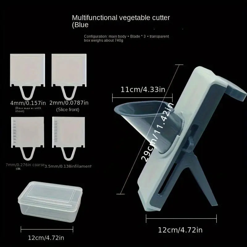 Mandoline Alimentaire Multifoncionnelle — 4 Lames Interchangeables 2, 3.5, 4, 7 mm Mandoline